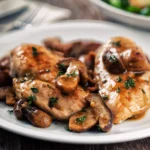 Creamy chicken Marsala with tender chicken breasts and sautéed mushrooms in a rich sauce