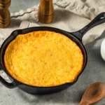 Southern Spoonbread creamy corn casserole with a golden-brown top in a baking dish